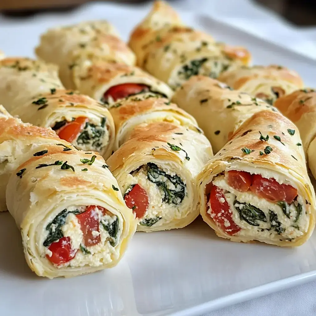 Une assiette de rouleaux frais garnis d'épinards, tomates et fromage.