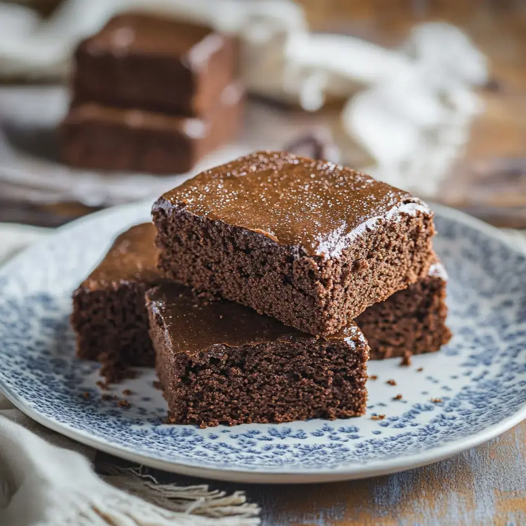 Une assiette de biscuits chocolatés moelleux recouverts d'un glaçage sucré brillant.