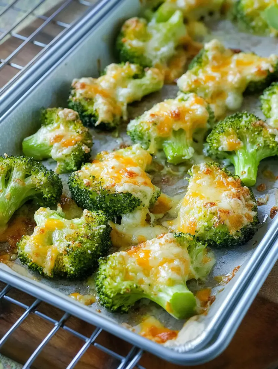 Une plaque avec du brocoli gratiné, à l'aspect doré et croustillant.