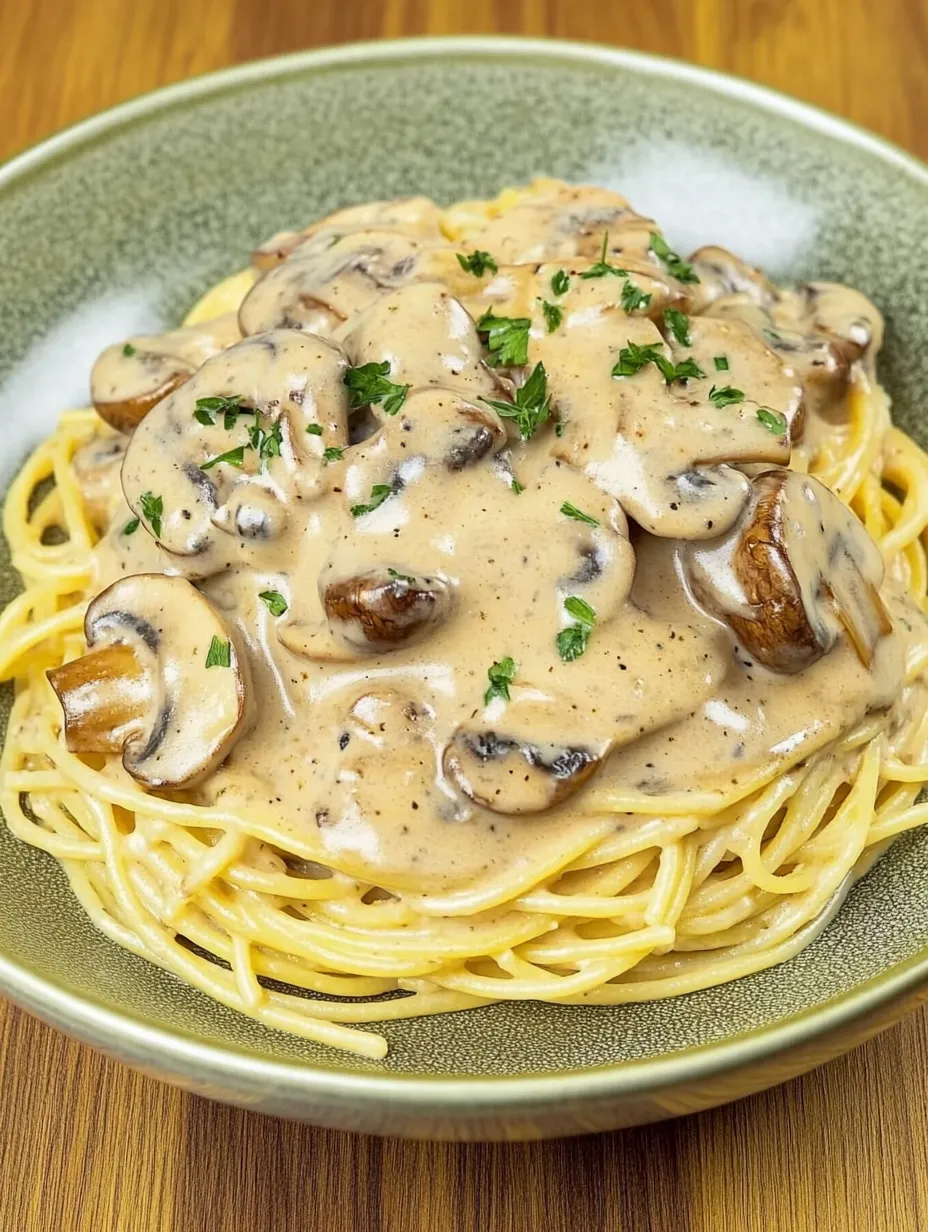Spaghettis sauce champignons crémeuse – Onctueux et Aromatiques