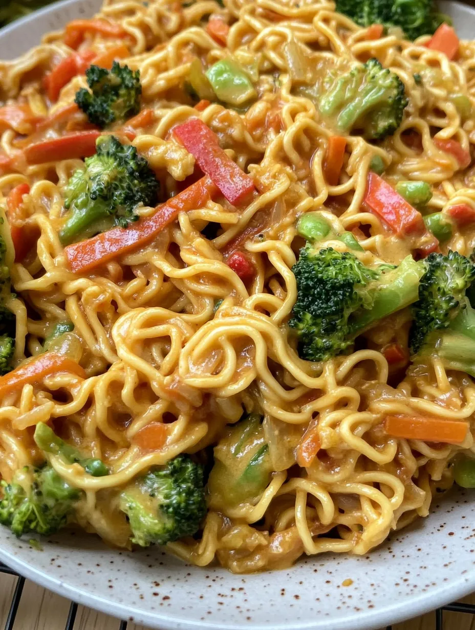 Nouilles Mie avec sauce cacahuète et légumes