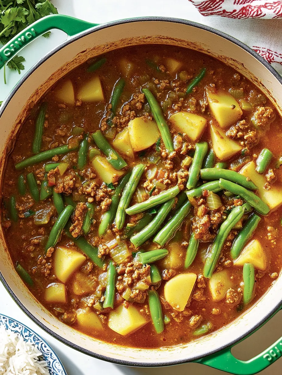 Poêlée de haricots verts avec pommes de terre et viande hachée – Copieux et Savoureux