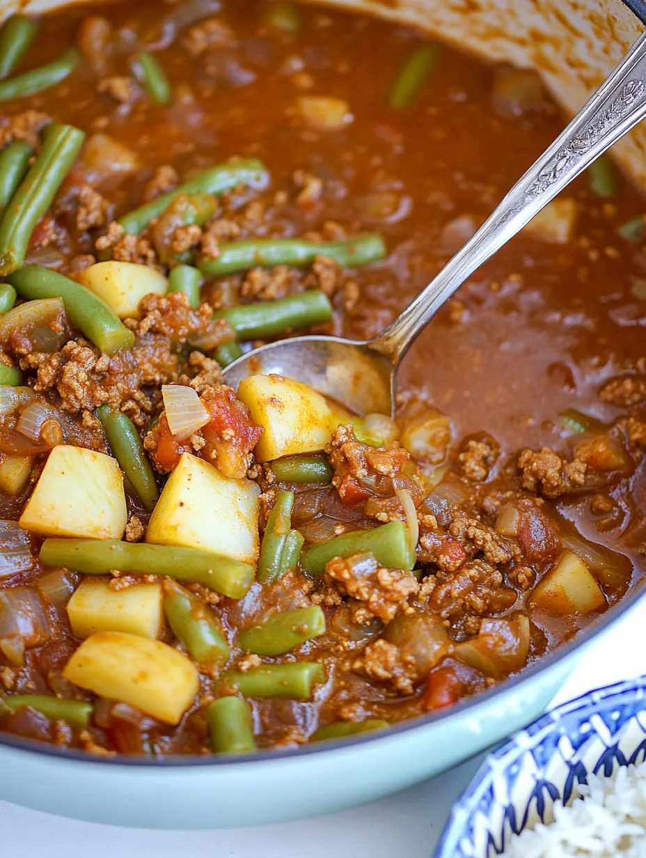 Poêlée de haricots verts avec pommes de terre et viande hachée – Simple et Copieux