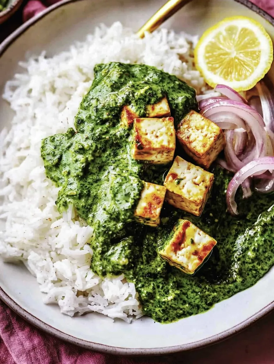 Chou frisé épicé façon saag avec lait de coco et tofu