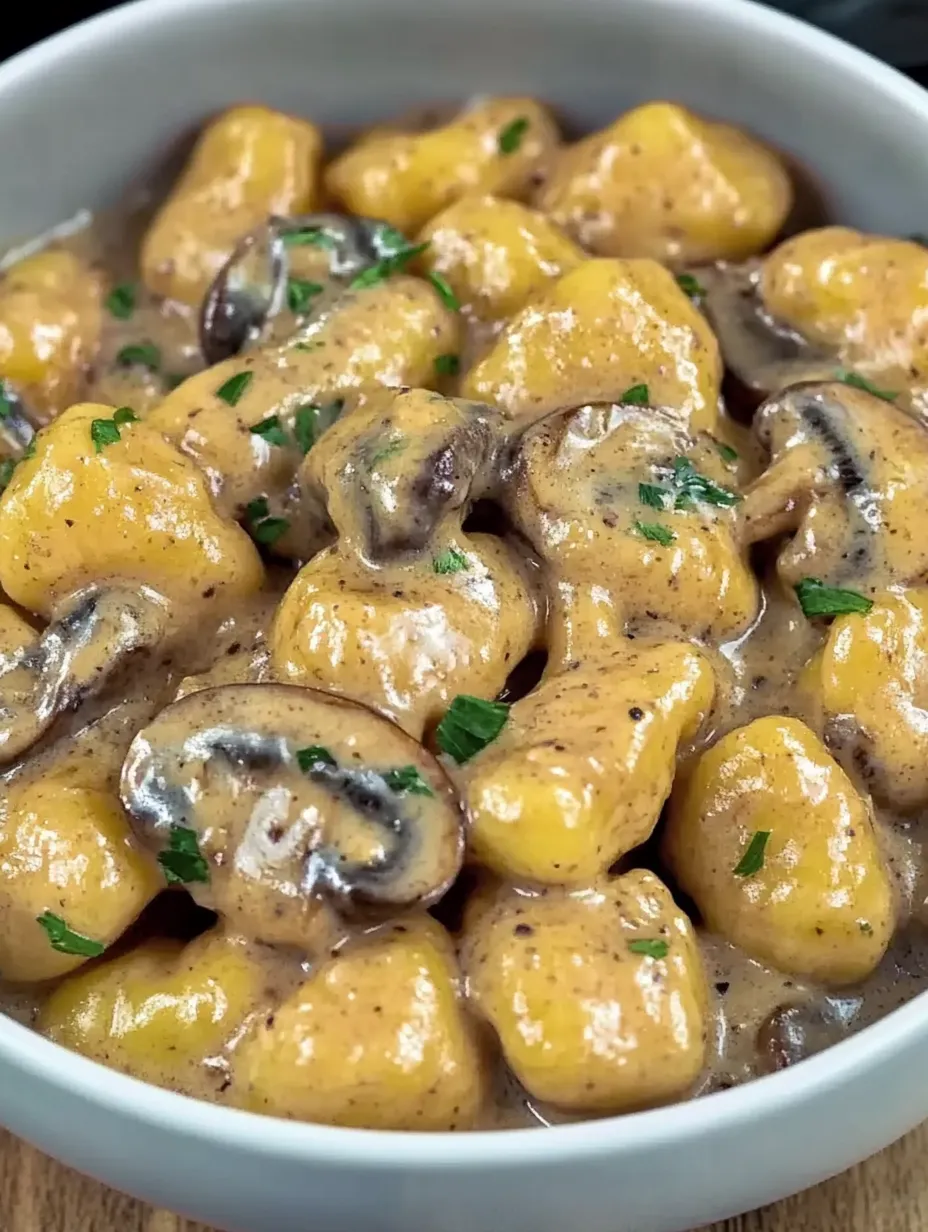 Gnocchis en sauce crémeuse champignons-lardons – Simple et savoureux