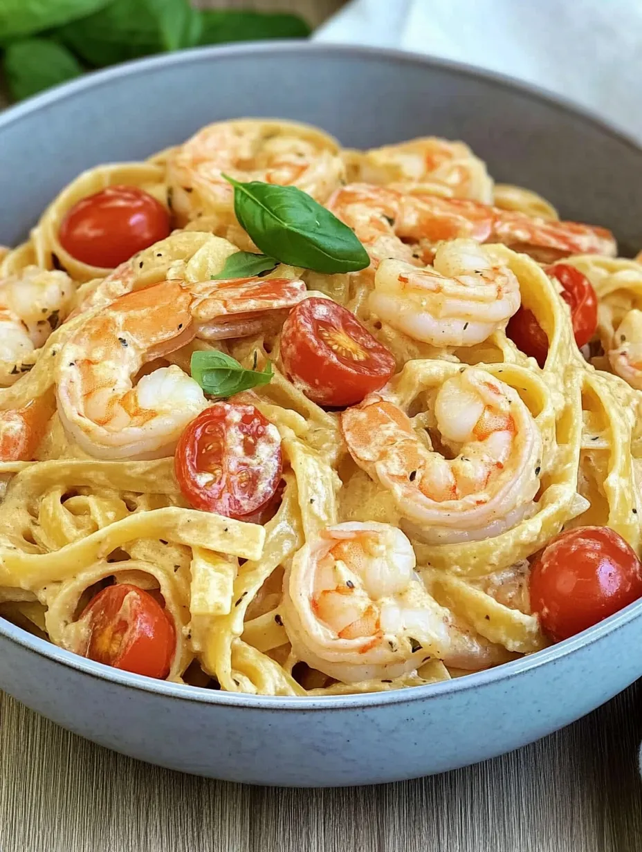 Spaghetti aux crevettes en sauce au fromage frais – Crémeux et Aromatique