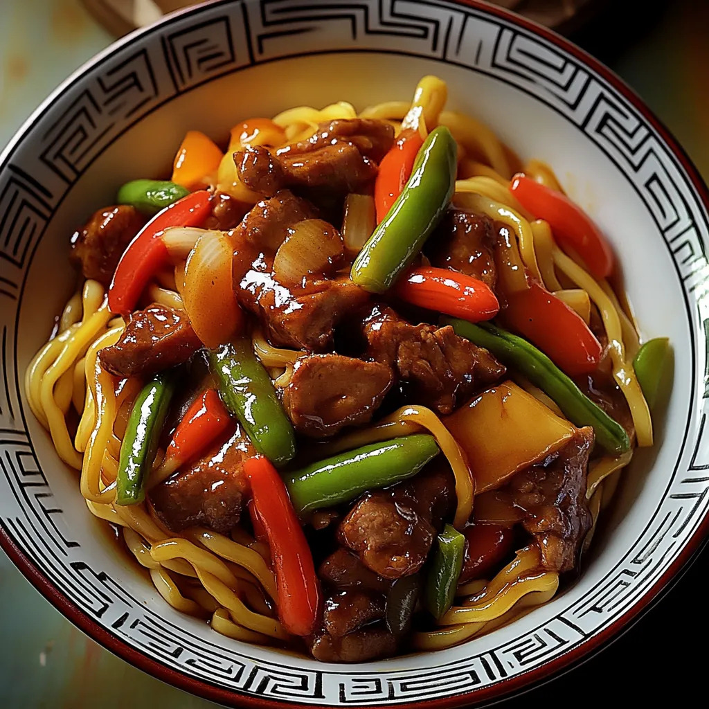 Pâtes Asiatiques au Bœuf avec Légumes Frais