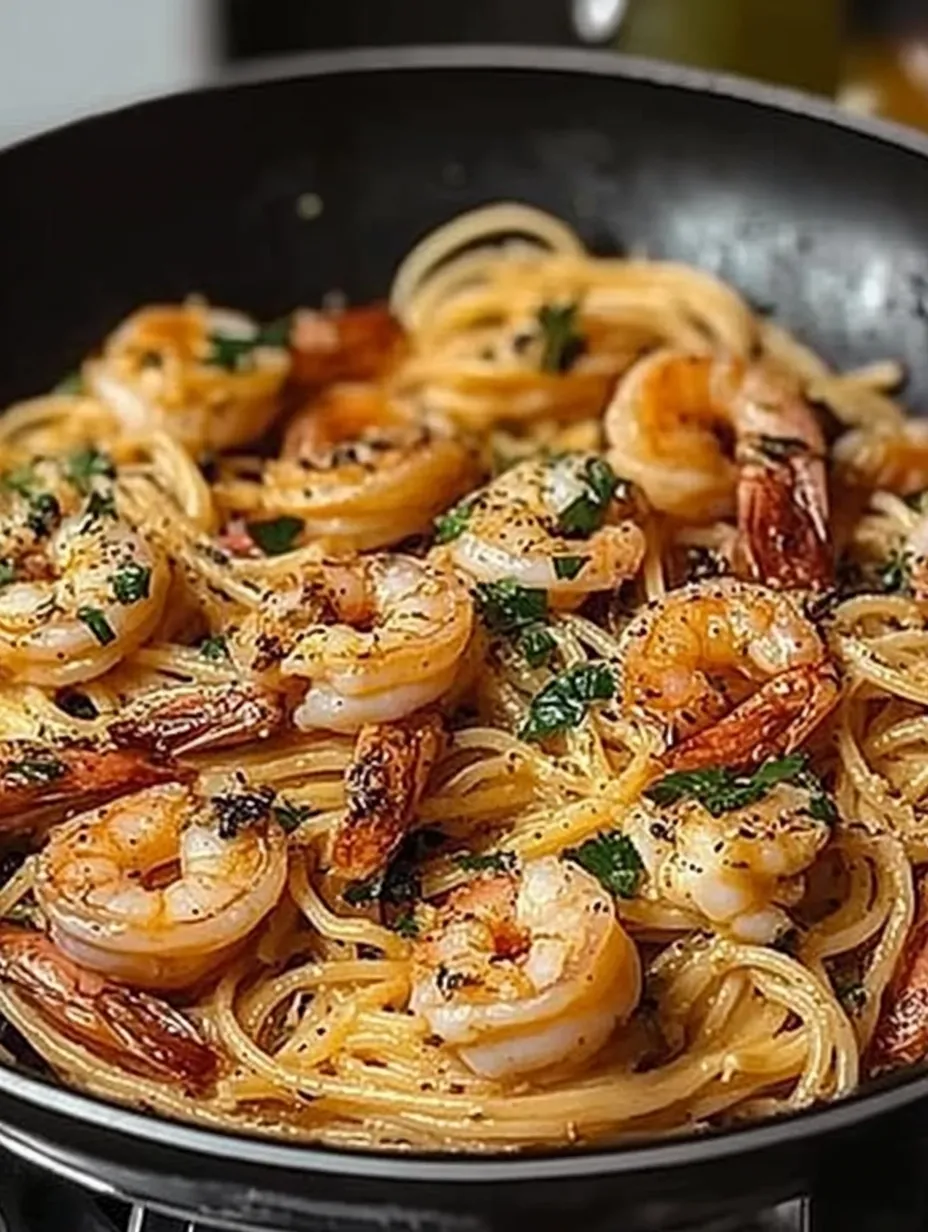 Spaghetti aux Crevettes et à l'Ail délice