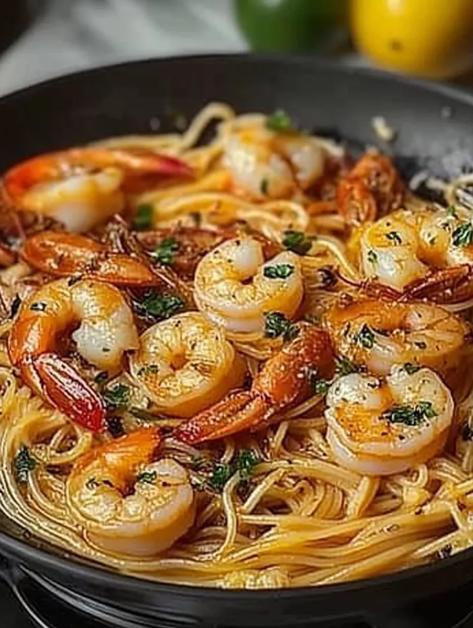 Recette Spaghetti aux Crevettes et à l'Ail