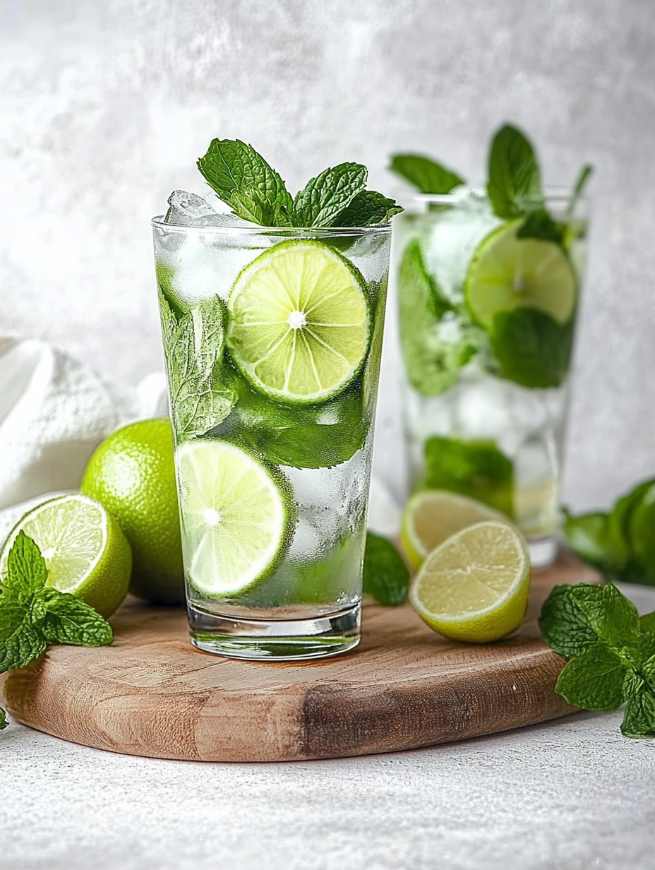 Verre de  Mojito sans alcool avec citron