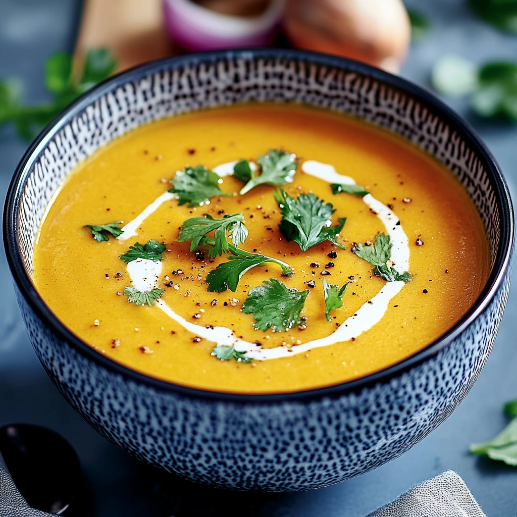 Soupe de Carottes au Lait de Coco et Curcumaet  coriandre