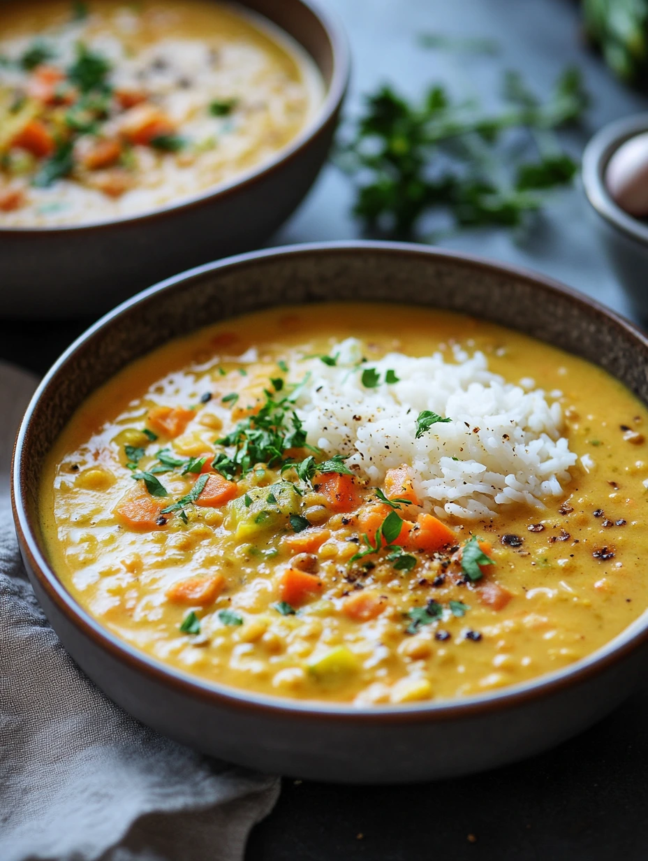 Curry de lentilles vertes au lait de coco