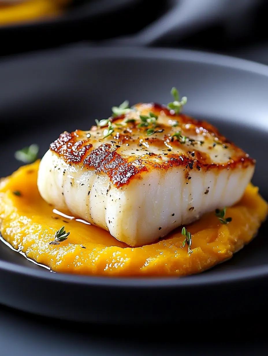 Plat Cabillaud en Manteau de Lard Fumé sur Purée de Butternut
