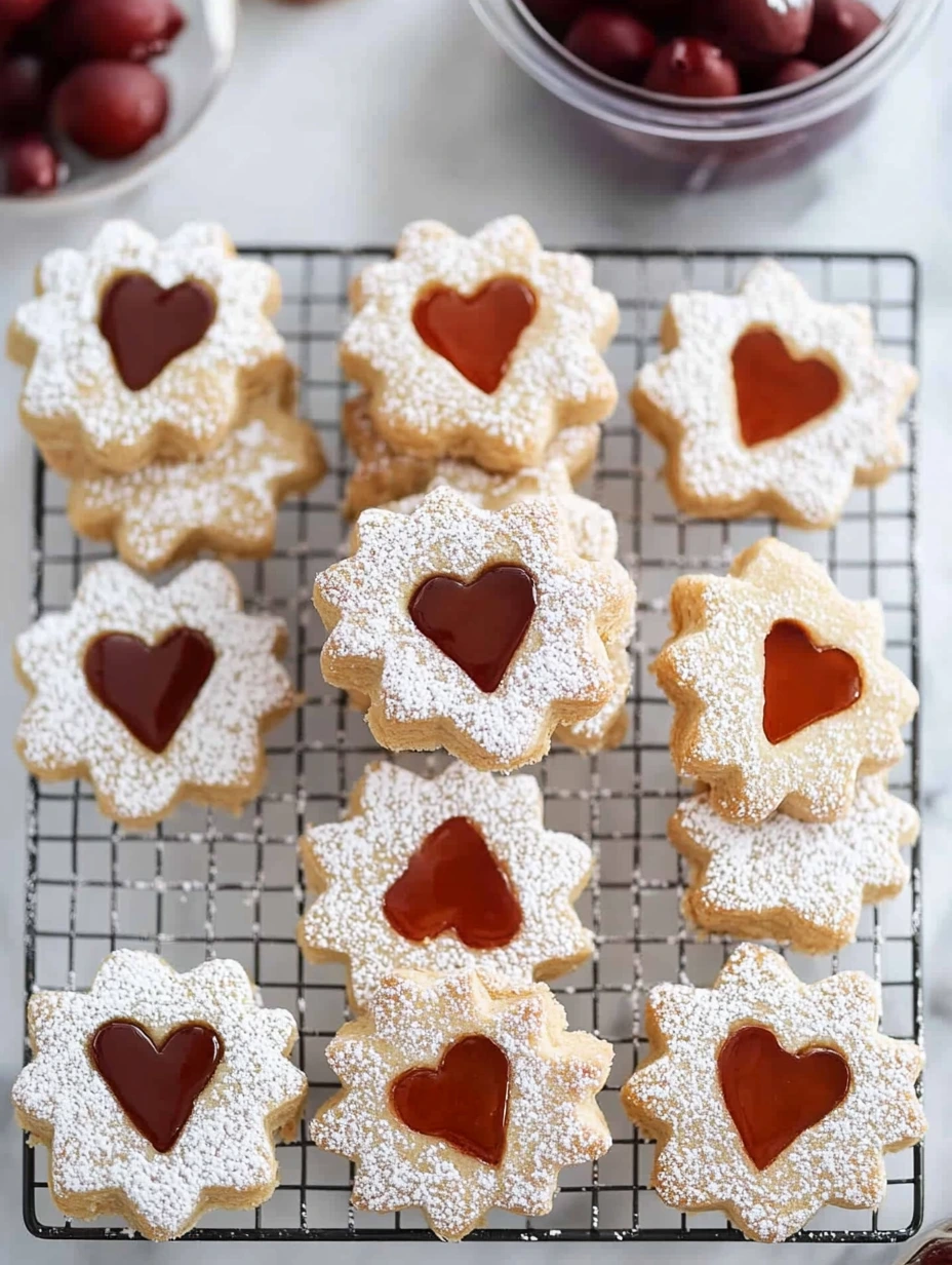 Biscuits sablés LINZER de Noël sous forme de coeur