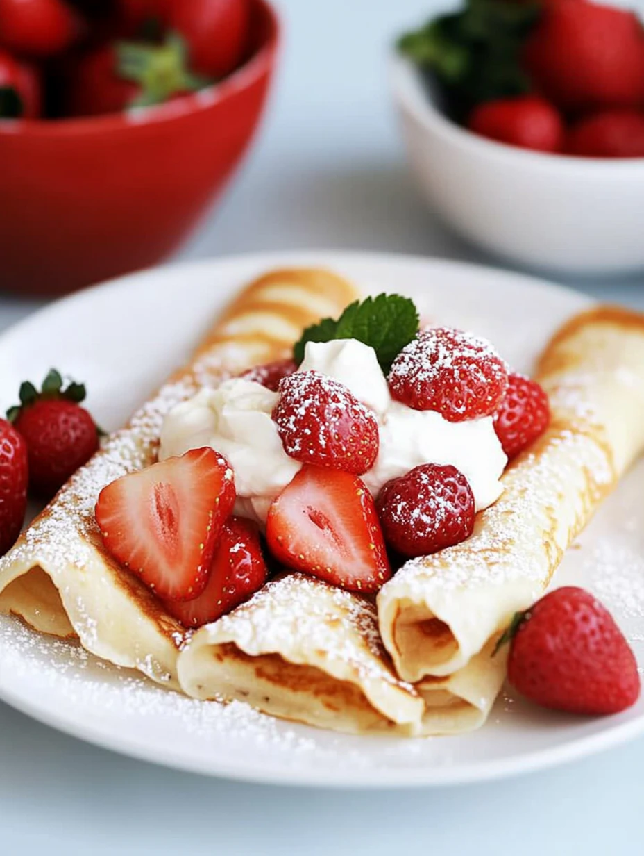 Crêpes aux fraises et framboise