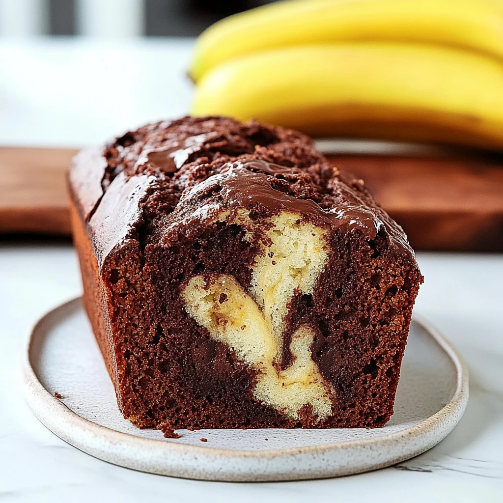 Banana bread marbré au chocolat, recette facile