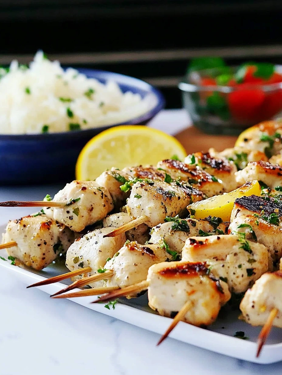 Brochettes de poulet mariné