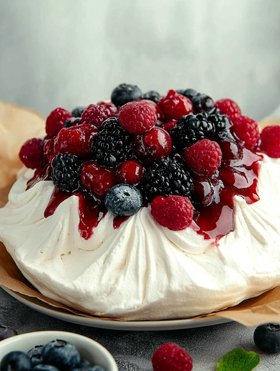 Pavlova aux fruits rouges délicieuse