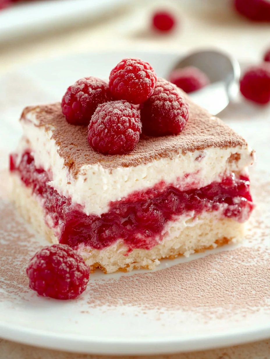 Tiramisu aux framboises avec un peu de chocolat