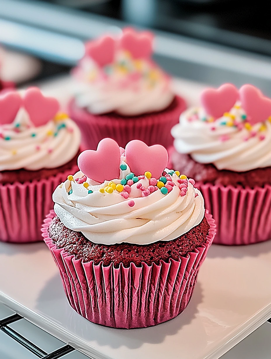 Cupcakes Funfetti avec deux coeurs