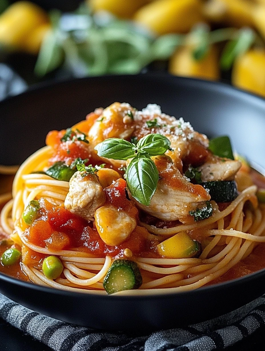 Sauce Spaghetti Aux Légumes Et Poulet avec fromage