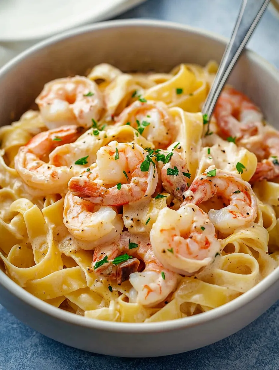 Pâtes crémeuses aux crevettes sauce vin blanc – Rapide & Savoureuse