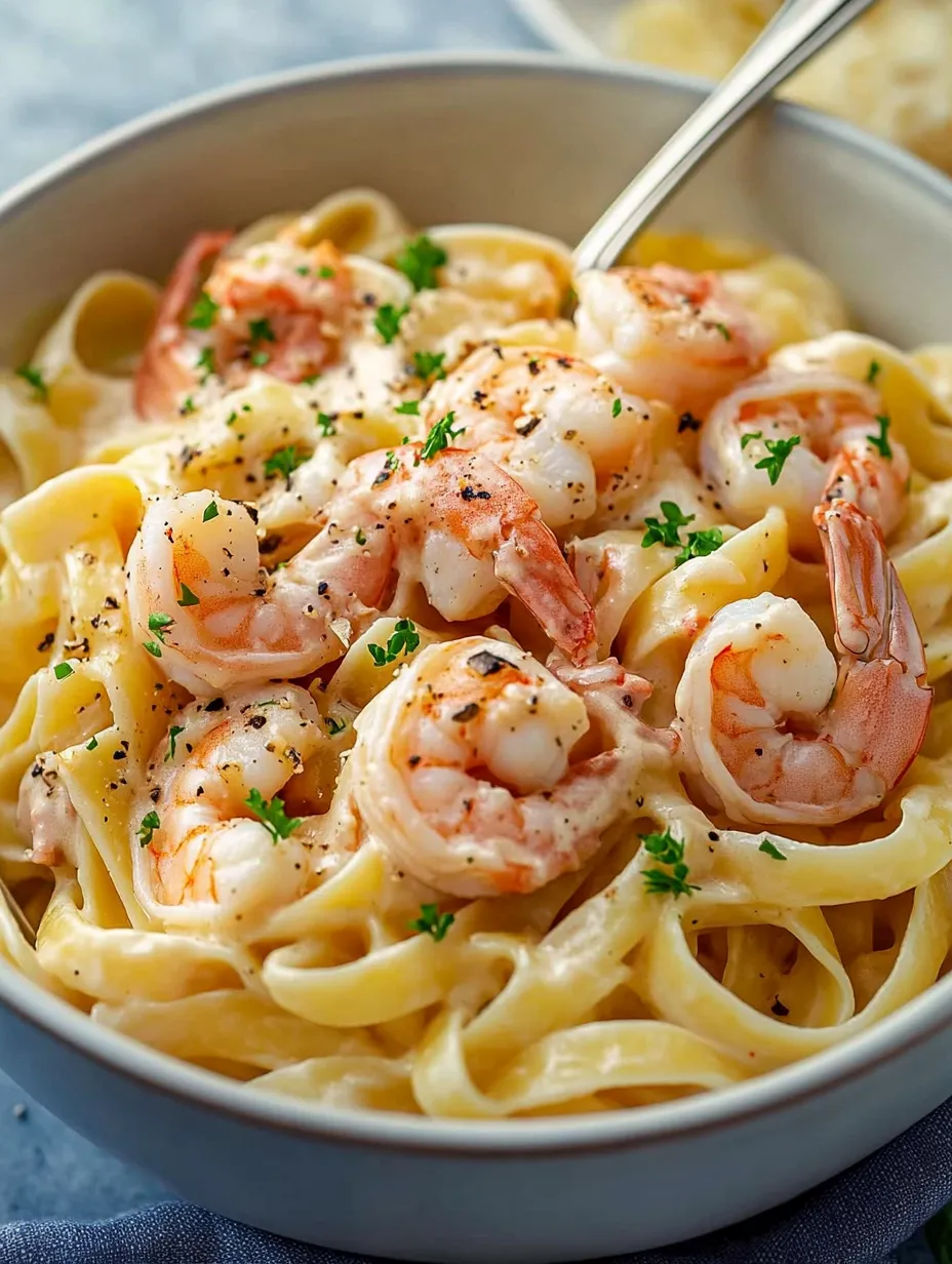 Pâtes aux crevettes sauce crémeuse au vin blanc – Simple & Délicieux