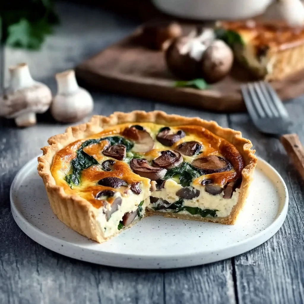 Quiche crémeuse aux épinards et champignons