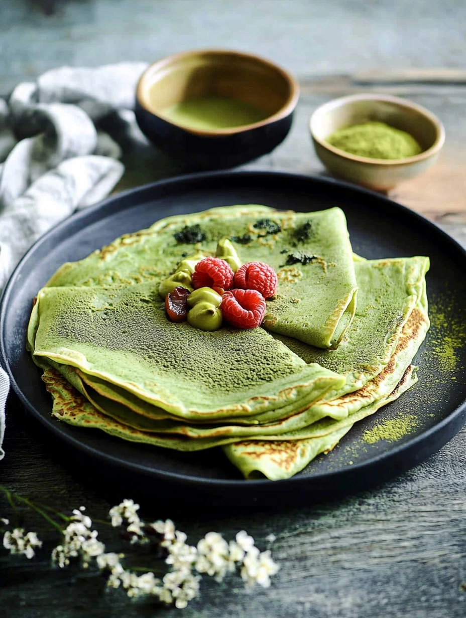 Crêpes au matcha, préparation finale