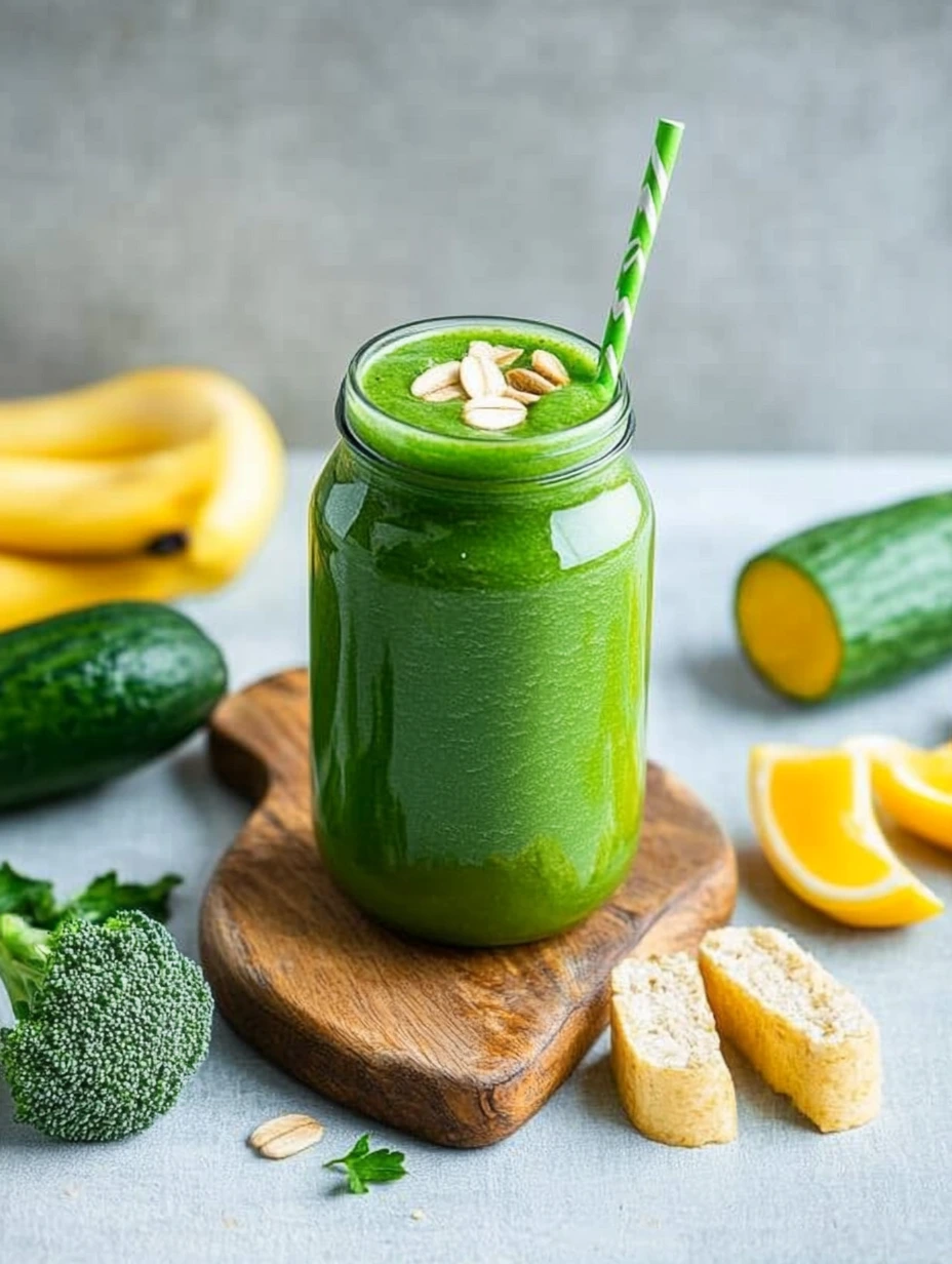 Smoothie dans un verre vert détox