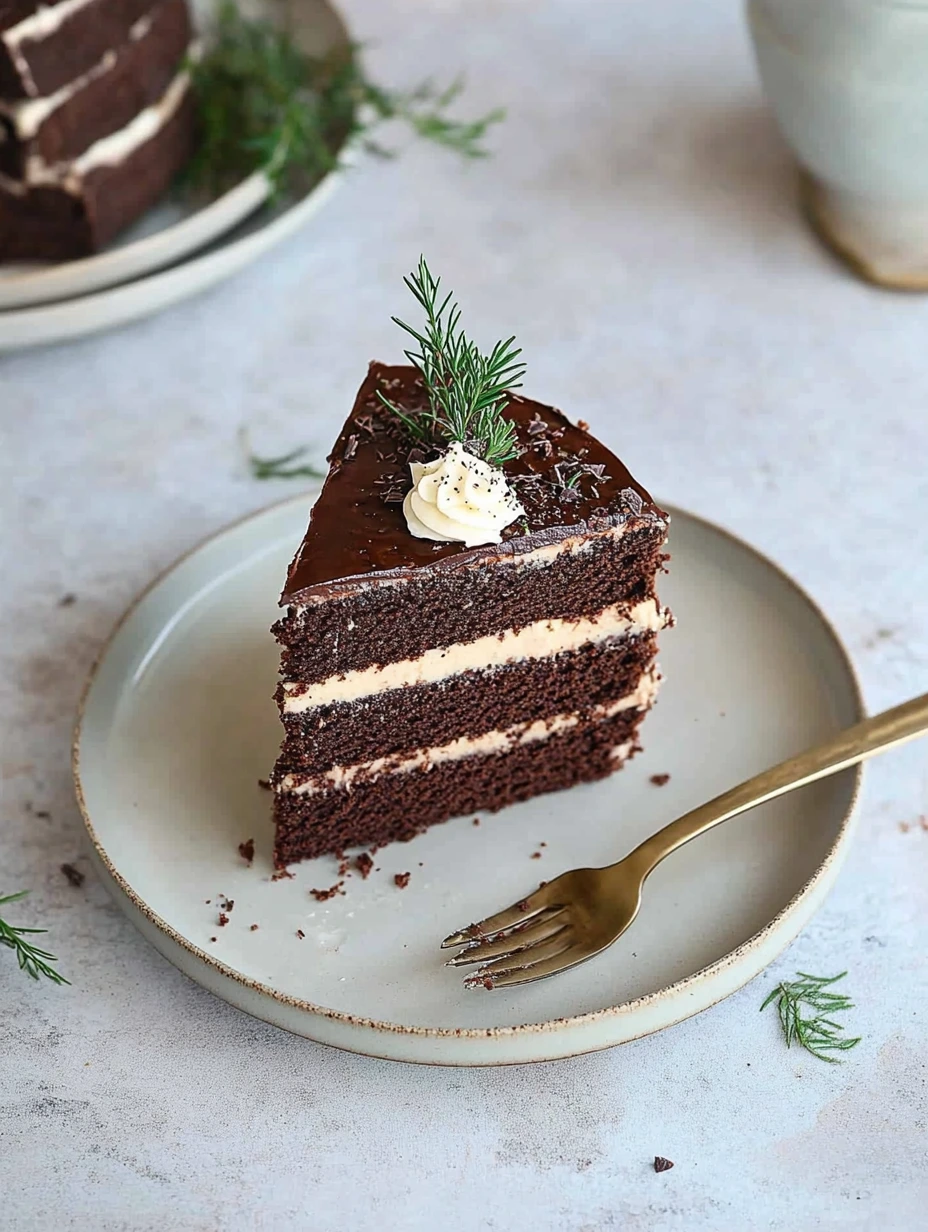 Un morceau de Layer cake au chocolat healthy