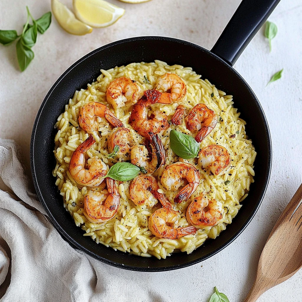 Risotto d’orzo et crevettes au paprika