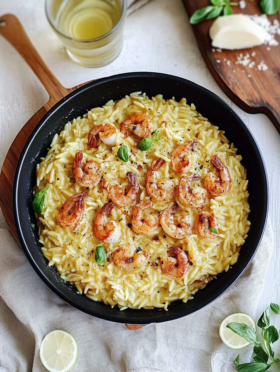 Risotto d’orzo et crevettes, recette rapide