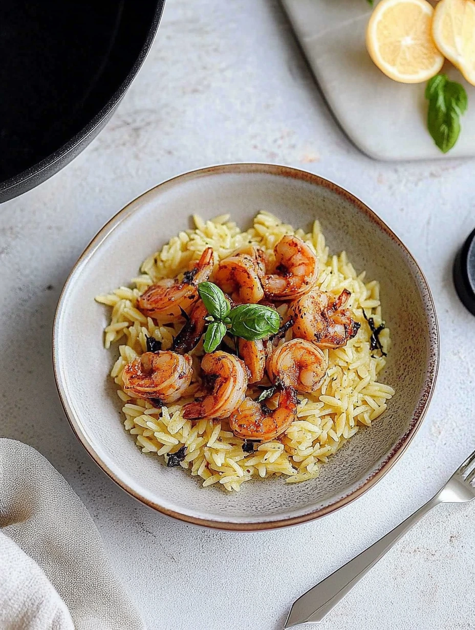 Risotto d’orzo et crevettes, recette familiale