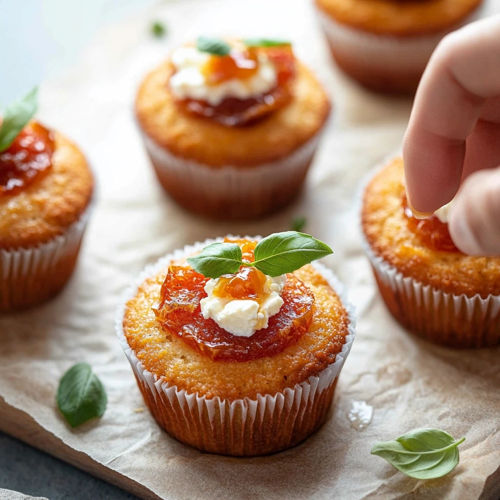 Muffins salés aux tomates séchées avec fromage chèvre et miel