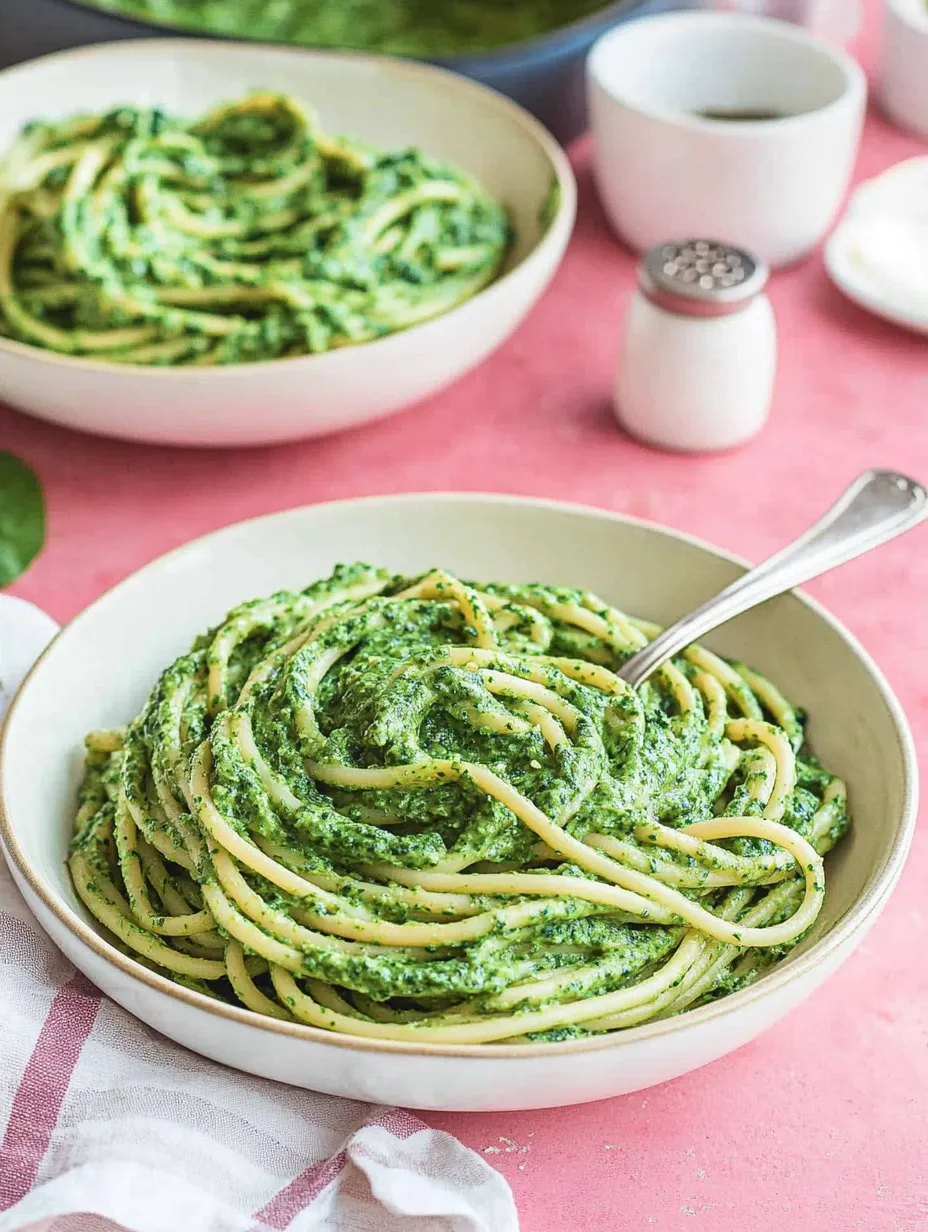 Spaghettis crémeux aux épinards - version végane rapide
