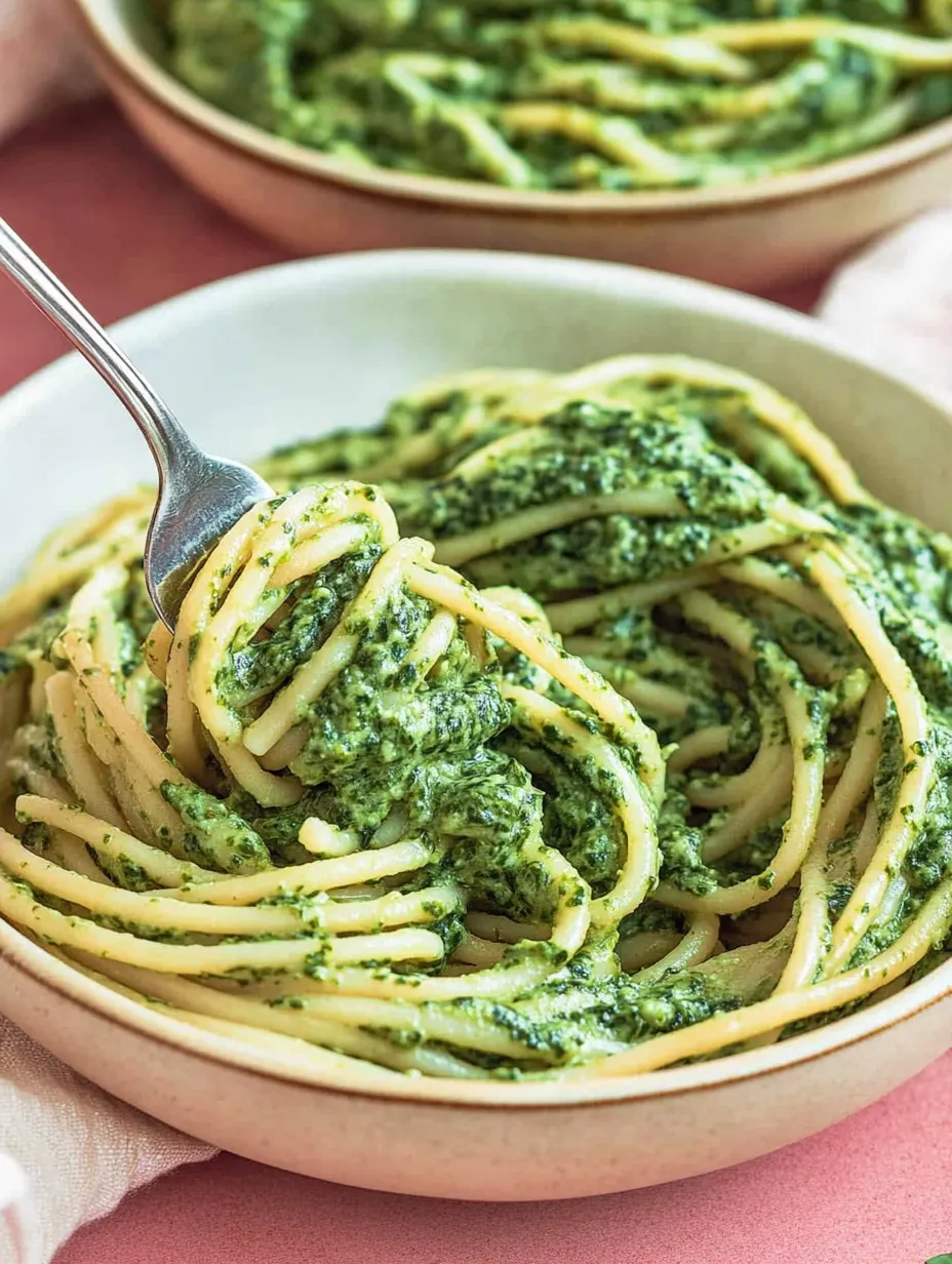 Spaghettis végans aux épinards crémeux - simples et rapides