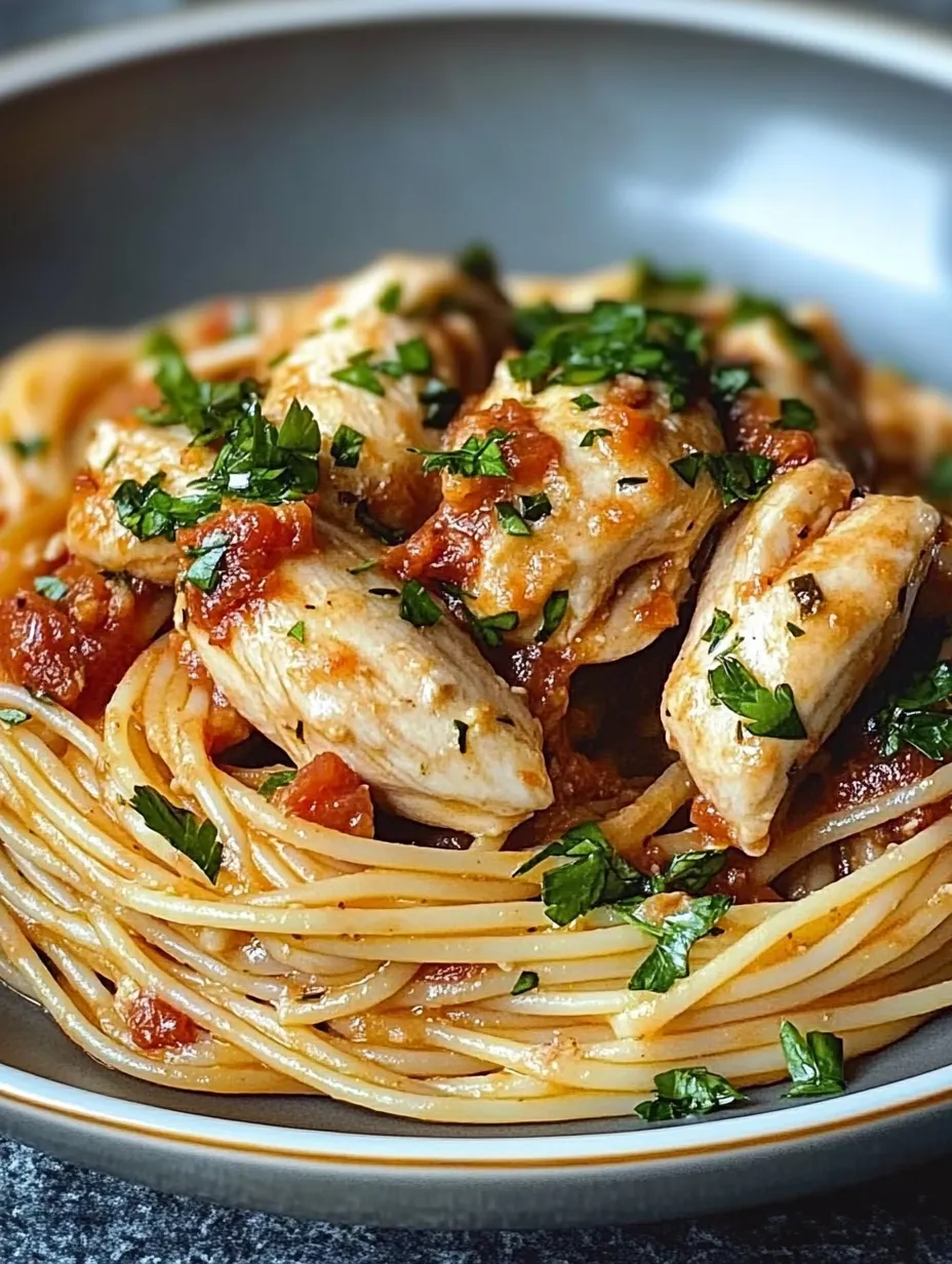 Spaghettis poulet sauce Monterey Jack