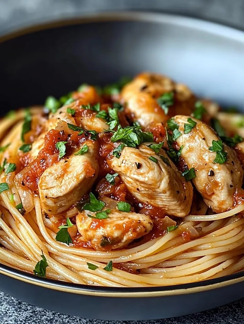 Spaghettis poulet fromage Monterey Jack