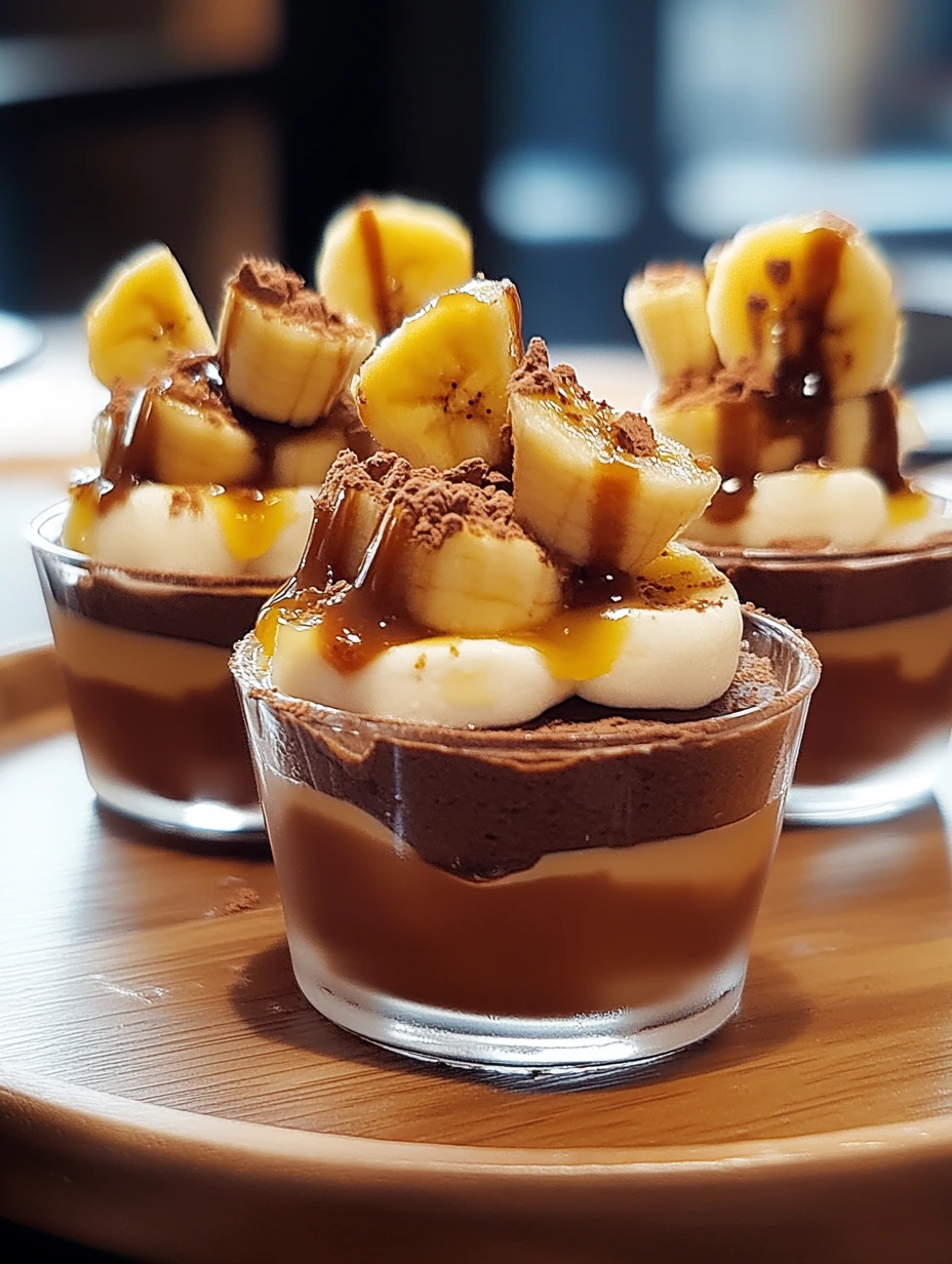 Verrines bananes caramel chocolat, recette facile