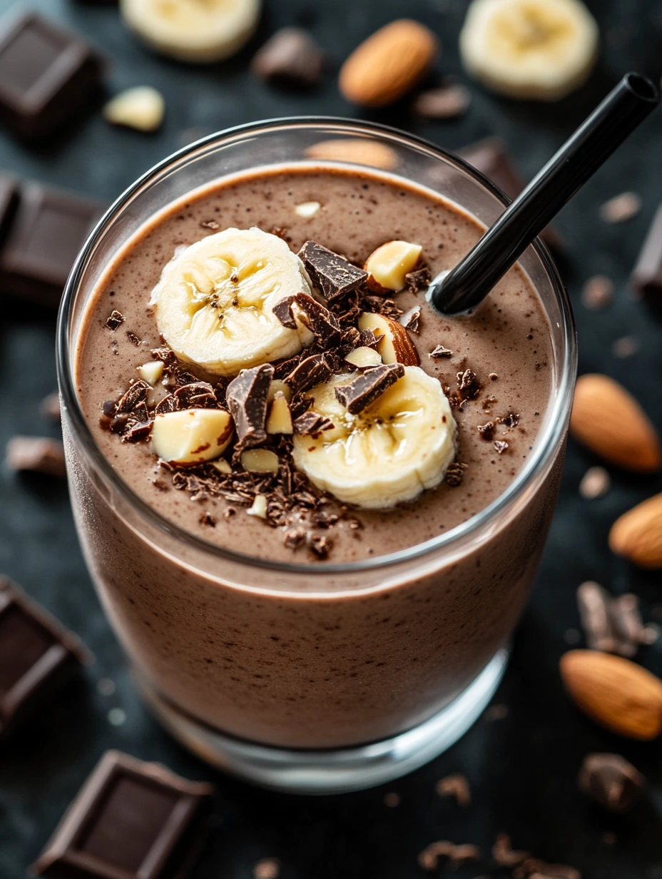 smoothie banane chocolat et amande