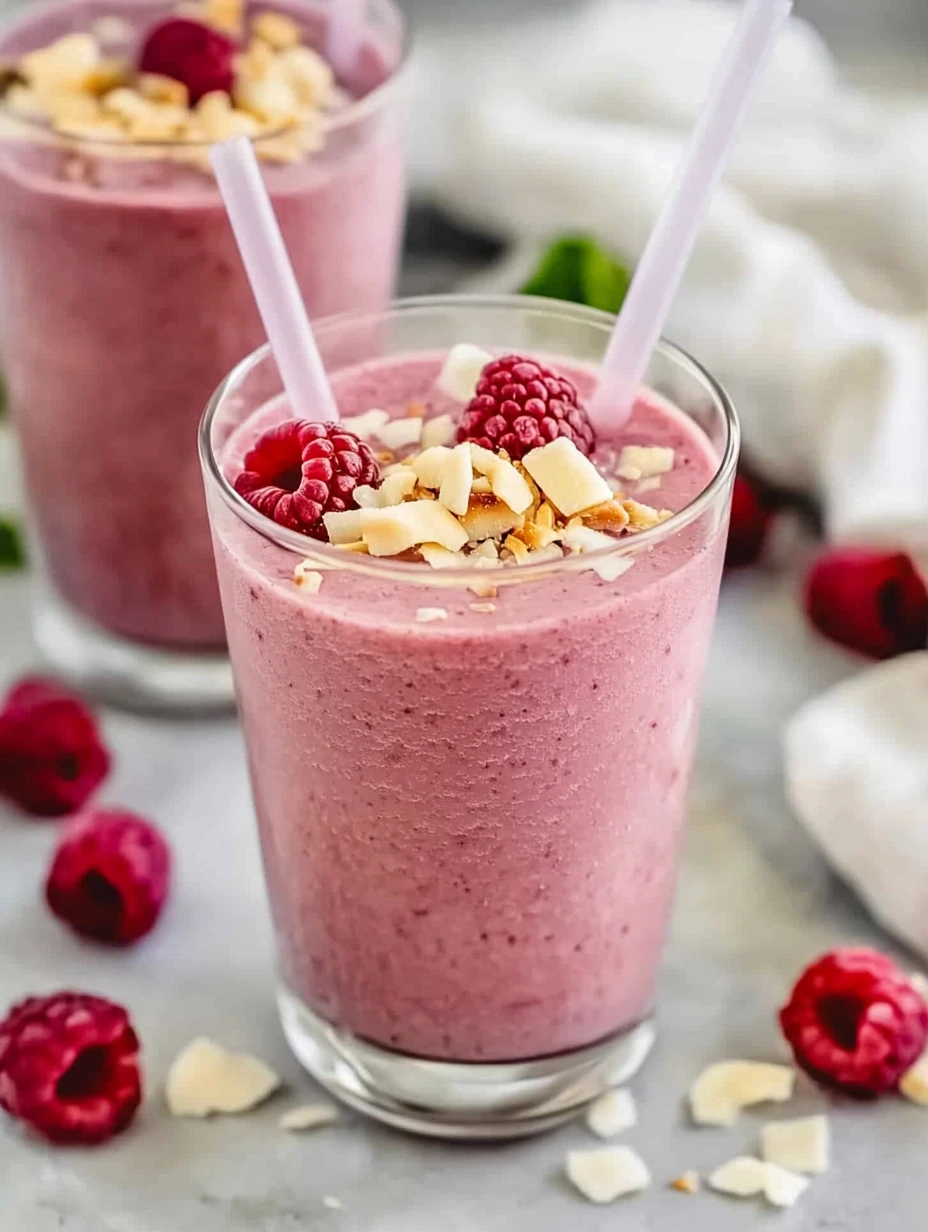 Smoothie frais framboise et coco