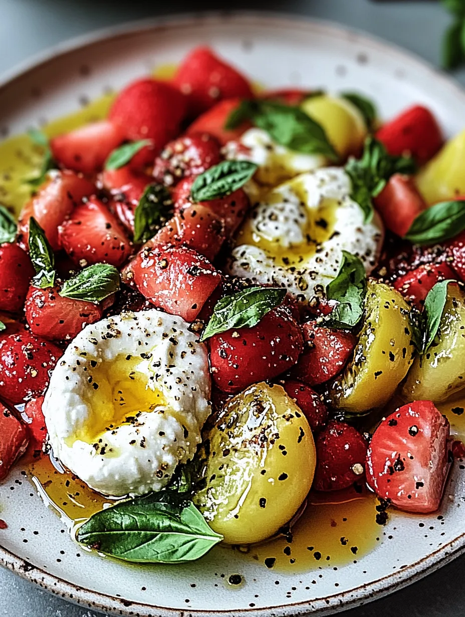 Salade des Fraises, Pastèque et Burrata