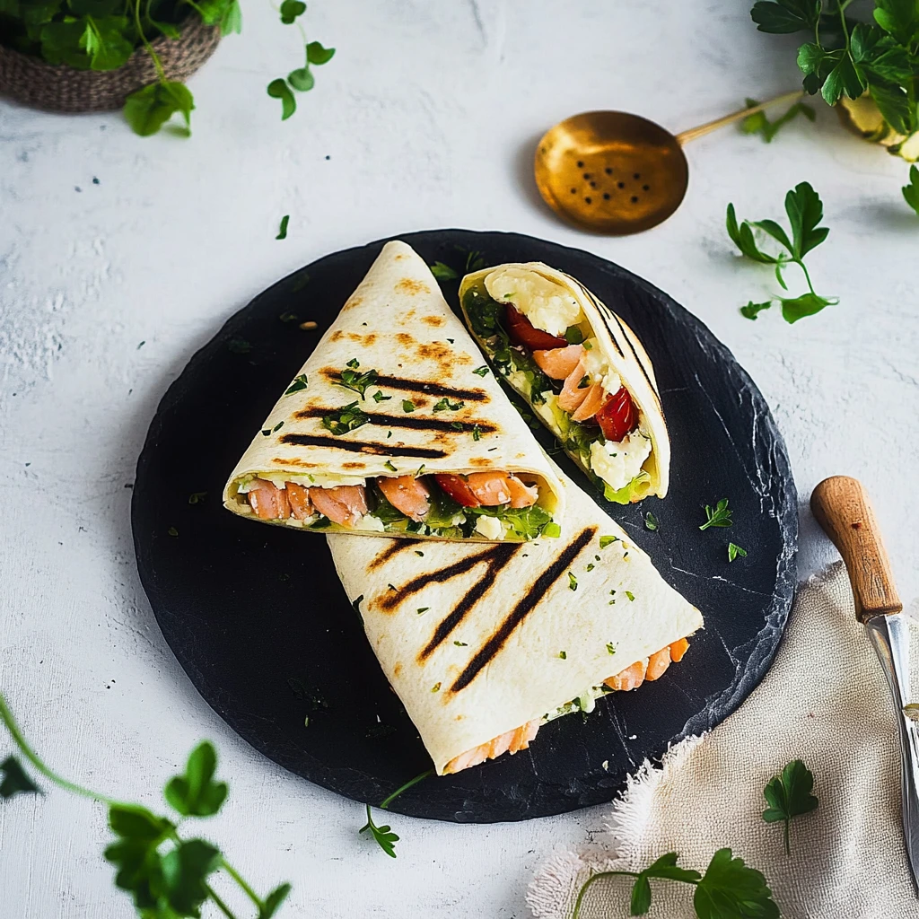 Wrap au saumon et fromage de chèvre frais