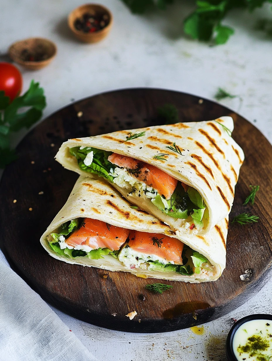 Wrap au saumon et fromage de chèvre, fait maison