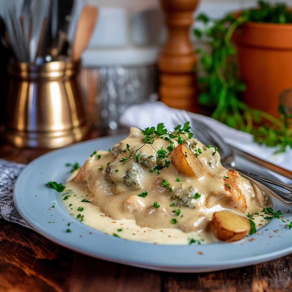 Poulet au roquefort à la crème