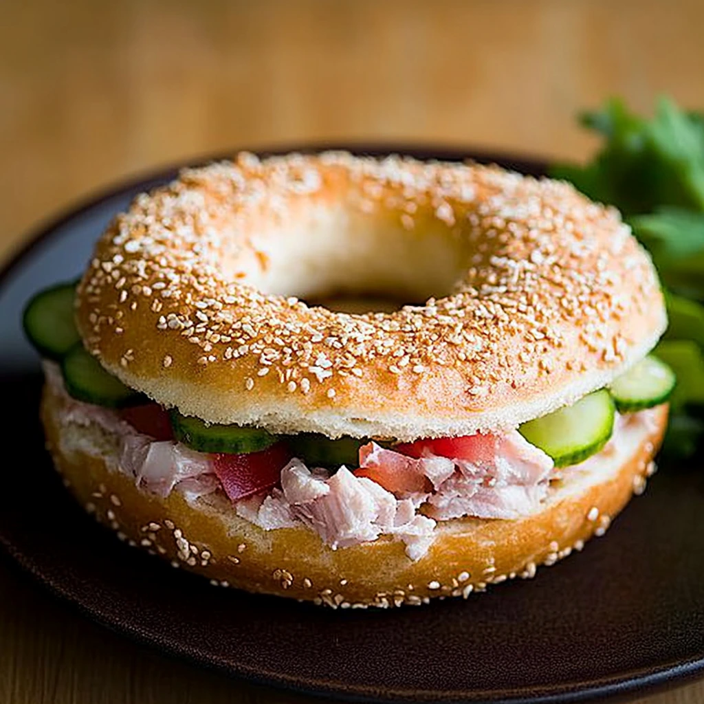 Bagel au thon et fromage frais à l’ail