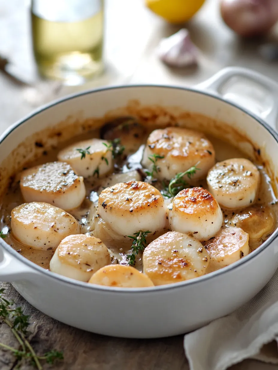 Délicieuse Saint-Jacques et champignons, super savoureux.