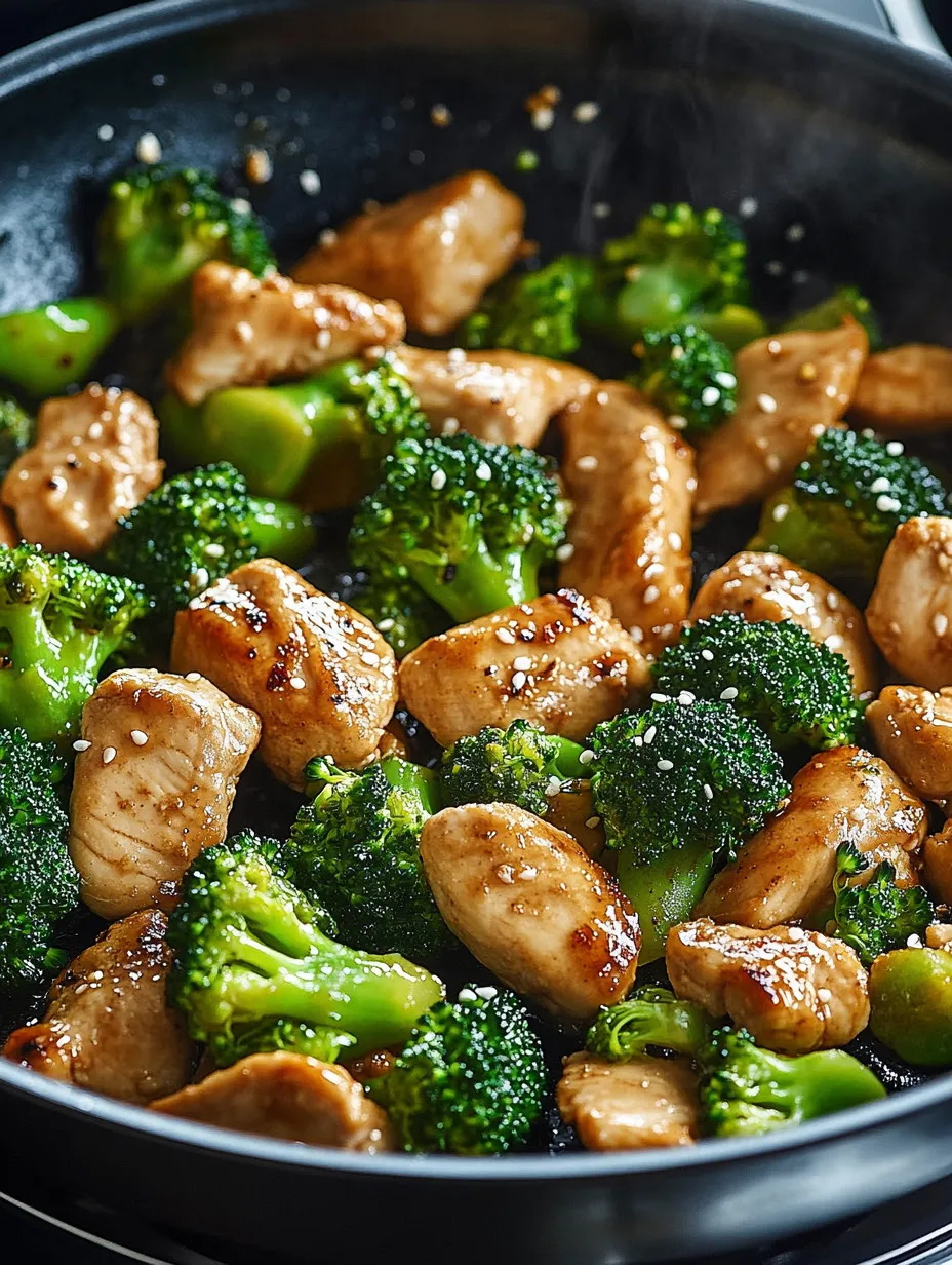 Sauté de poulet et brocoli à la sauce soja, un plat sain et savoureux d'inspiration asiatique.