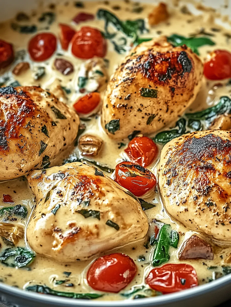 Poulet façon crémeuse toscane avec épinards et tomates - plat maison